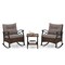 Costway 3 PCS Patio Rocker Set with 2-Tier Coffee Table & Soft Seat Back Cushions Outdoor